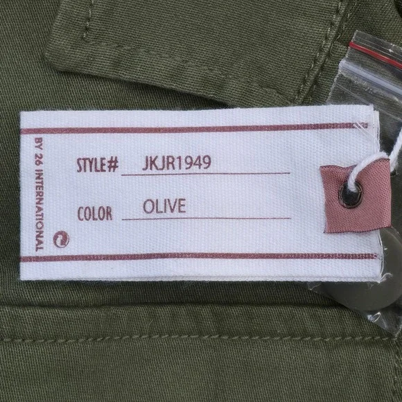 1 Sunset Lane Olive Green Utility Jacket Women's Small Button Front Cotton NWT - Picture 6 of 9